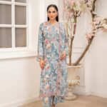 Digital printed embroidered lawn 3‑piece suit