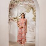 Peach Blossom Embroidered Digital Printed Lawn 3‑Piece Suit