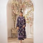 Midnight Plum Embroidered Digital Printed Lawn 3‑Piece Suit