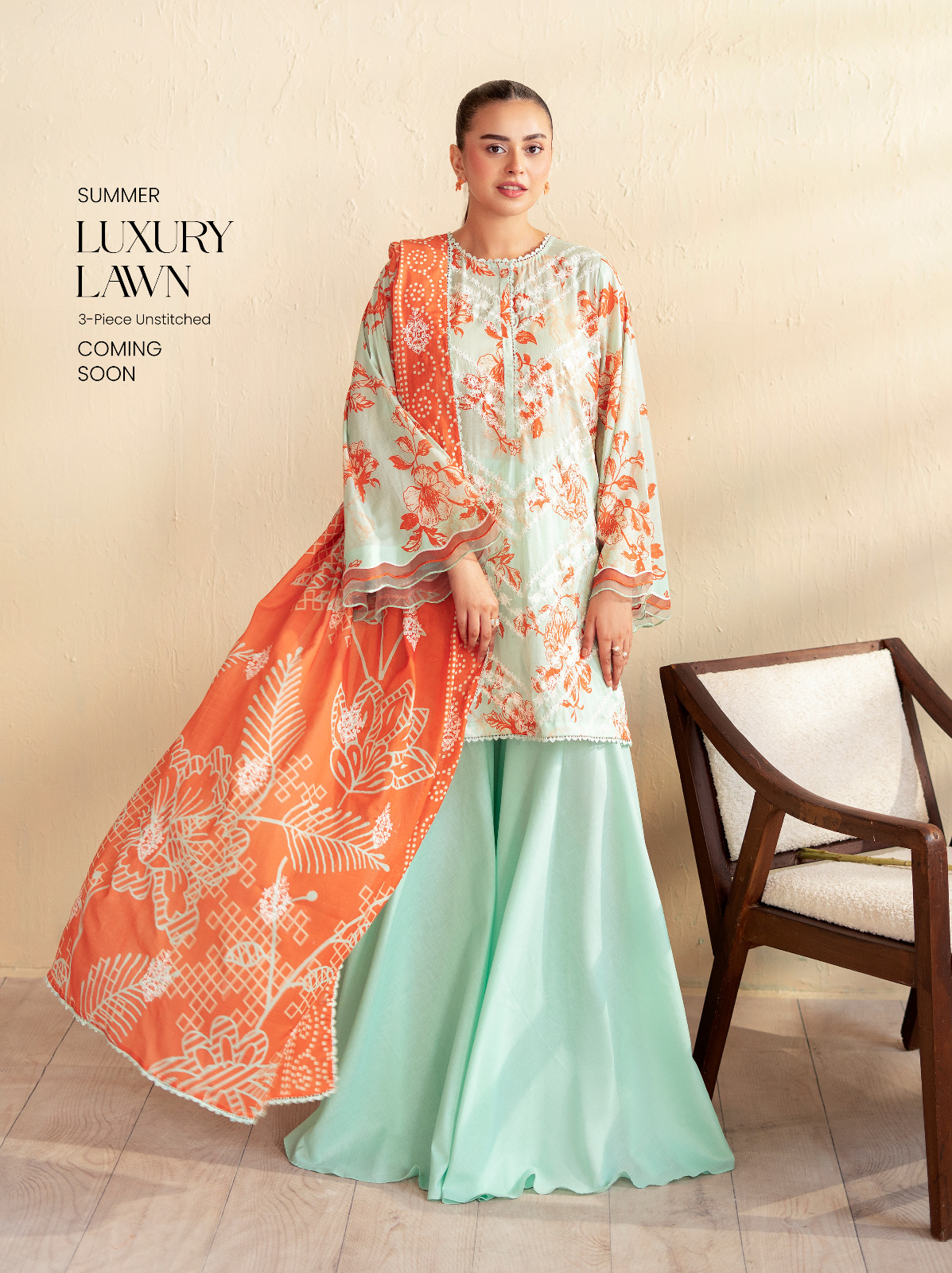 WhatsApp Image 2026-01-08 at 8.30.39 AM Summer Luxury Lawn 3‑Piece Unstitched Suit - Image 1