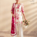 Blush & Magenta Floral 3‑Piece Unstitched Lawn Suit