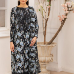 Midnight Sky Floral Embroidered Digital Printed Lawn 3‑Piece Suit